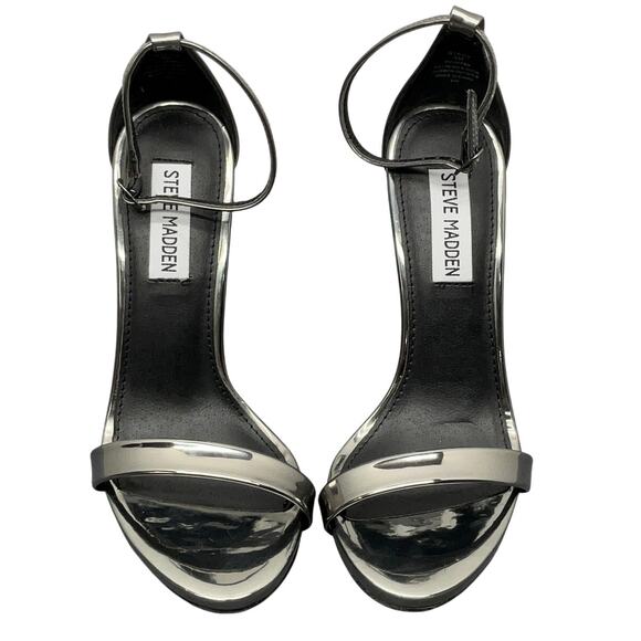 Steve Madden Stecy Silver Pewter Formal Ankle Strap 4" Stiletto Heel Women 6M - Picture 4 of 10
